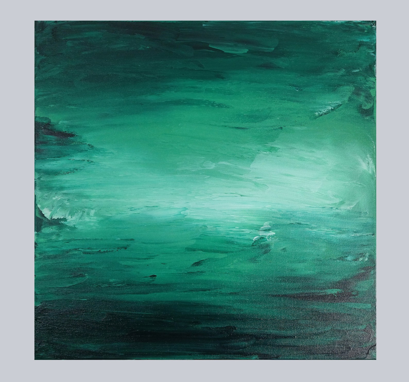 Emerald green abstract art work. Acrylic painting on canvas Etsy