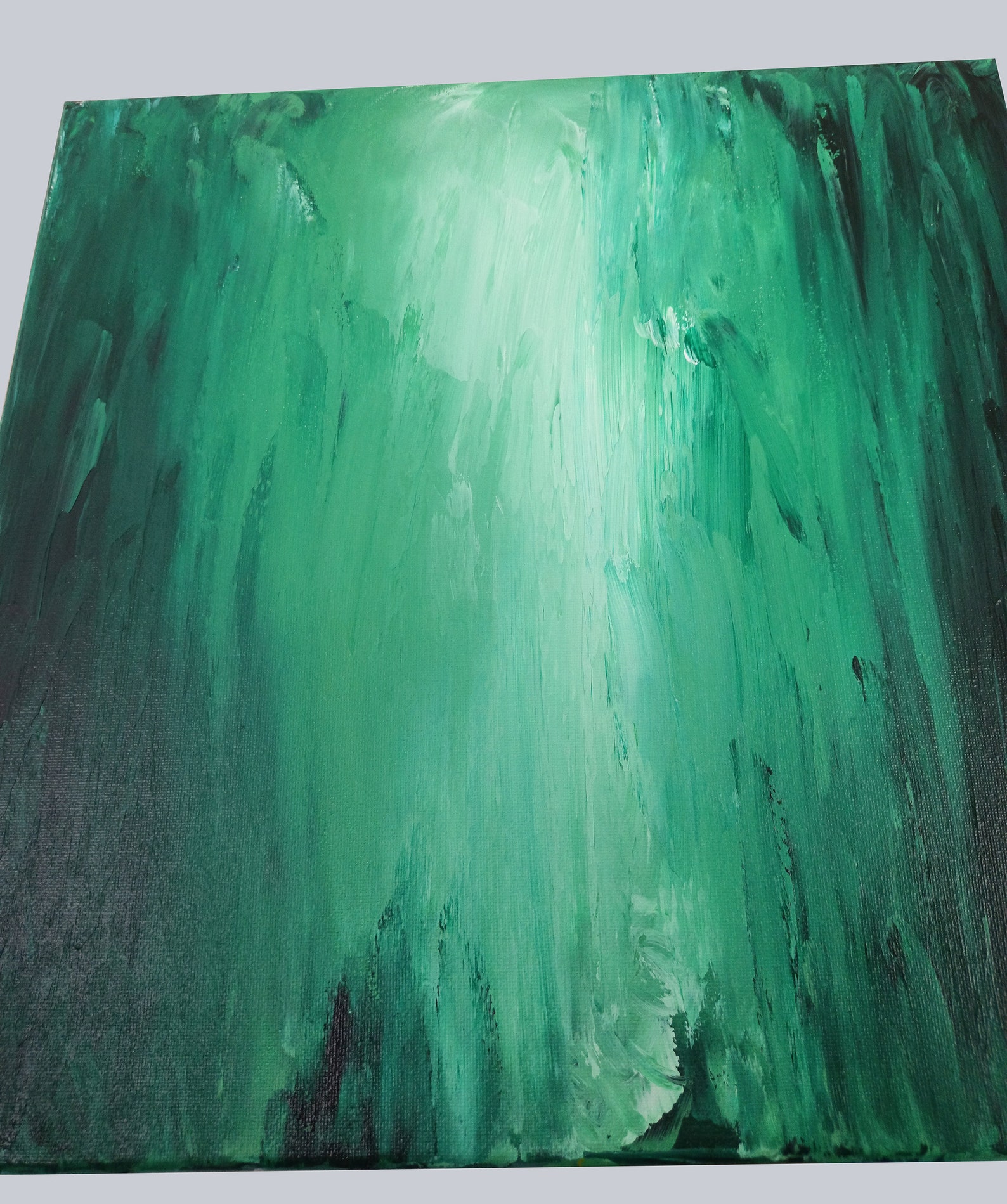 Emerald green abstract art work. Acrylic painting on canvas Etsy