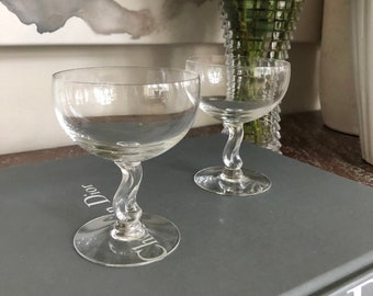 Vintage Set de 2 copas de copa de champán Crystal Fostoria