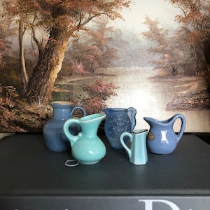 Set of 5 different miniature pitchers and jugs, tiny pitchers, dollhouse kitchen decor