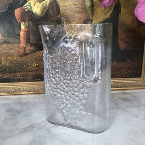 Vintage mid century modern heavy glass raised grape design pitcher