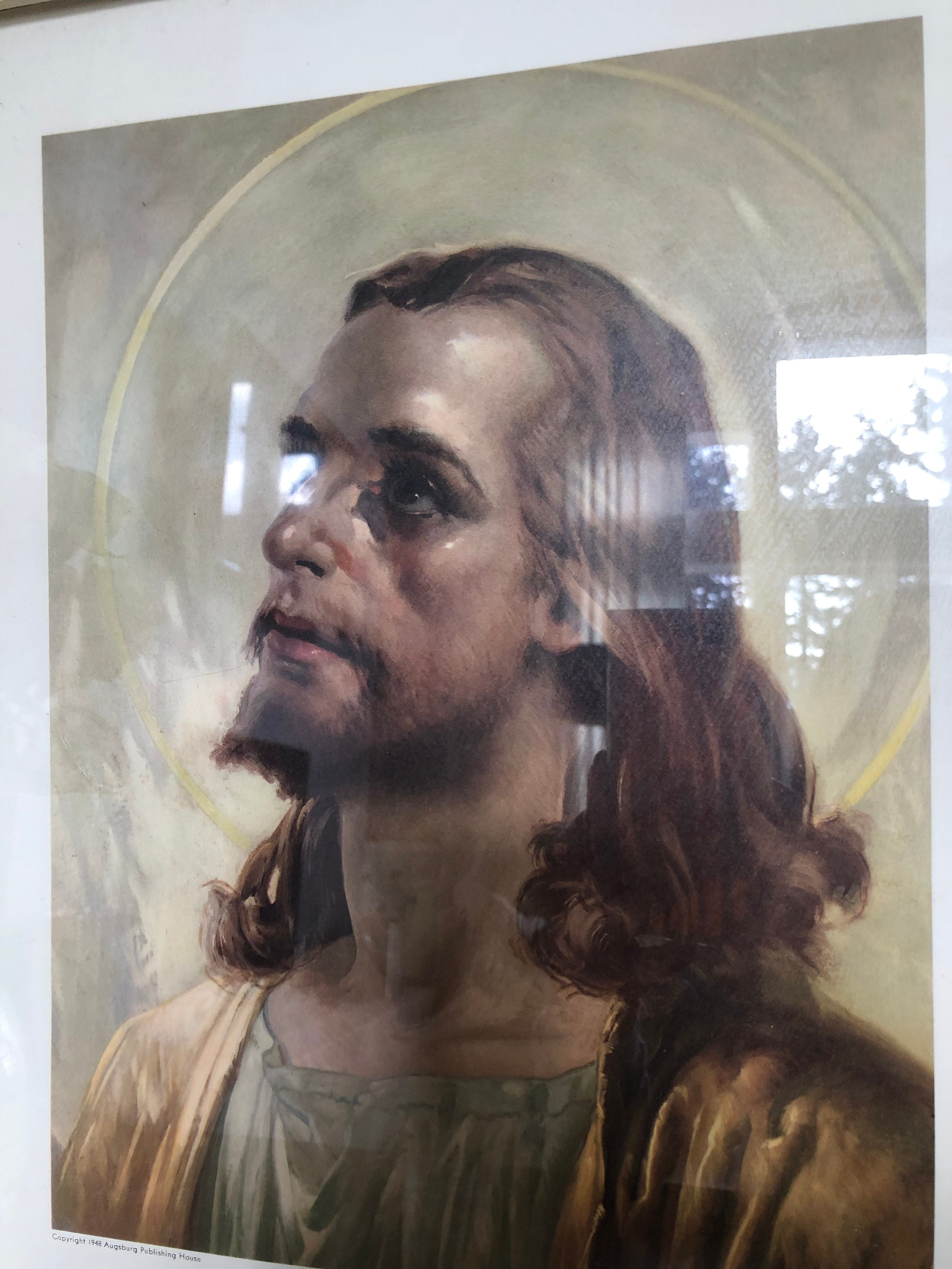 Vintage Jesus framed art print by L Jambor 1948 Etsy