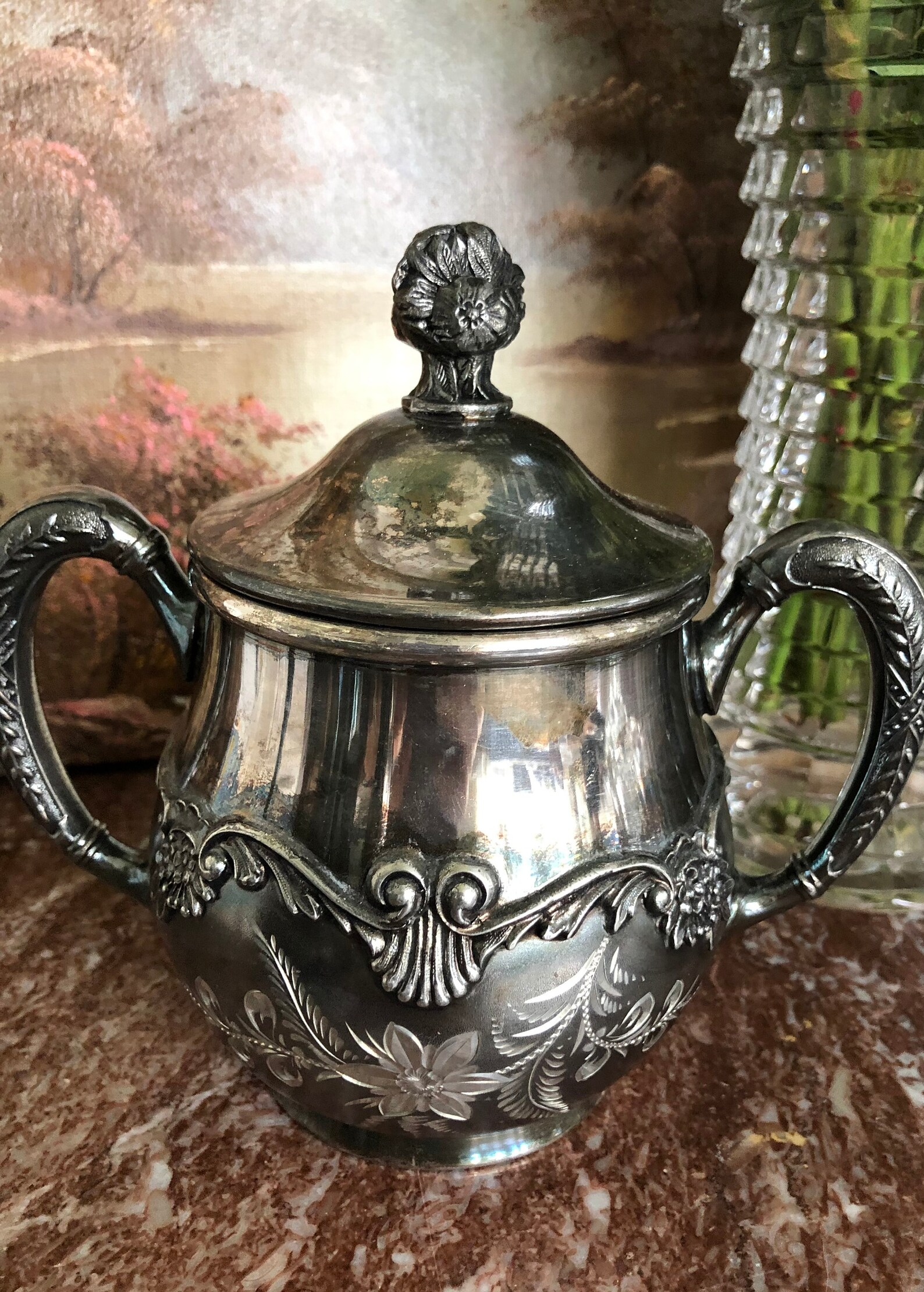 Vintage Barbour Silver Company Quadruple Silver Plated Covered Sugar