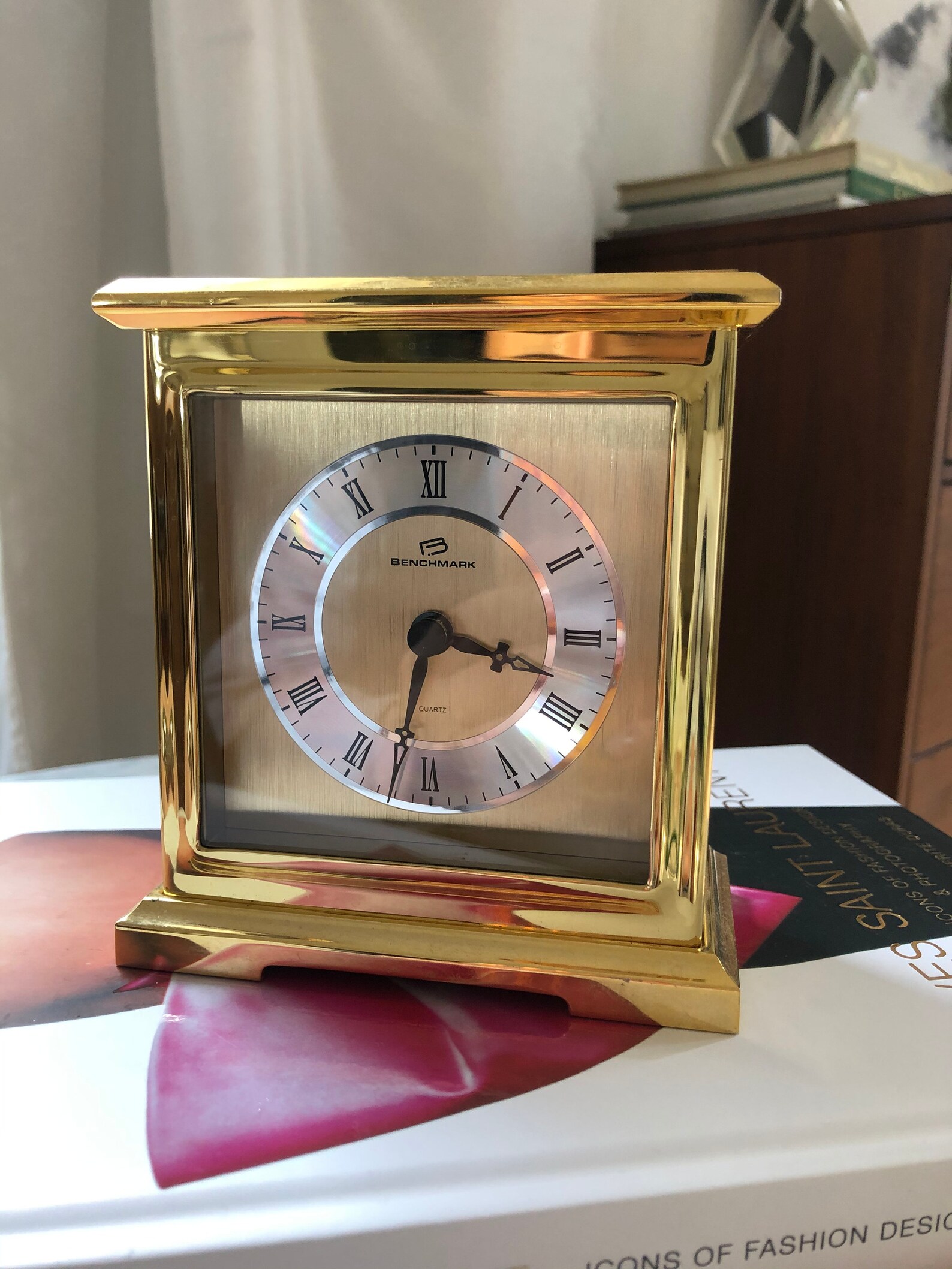 Vintage gold tone Benchmark tabletop clock Etsy