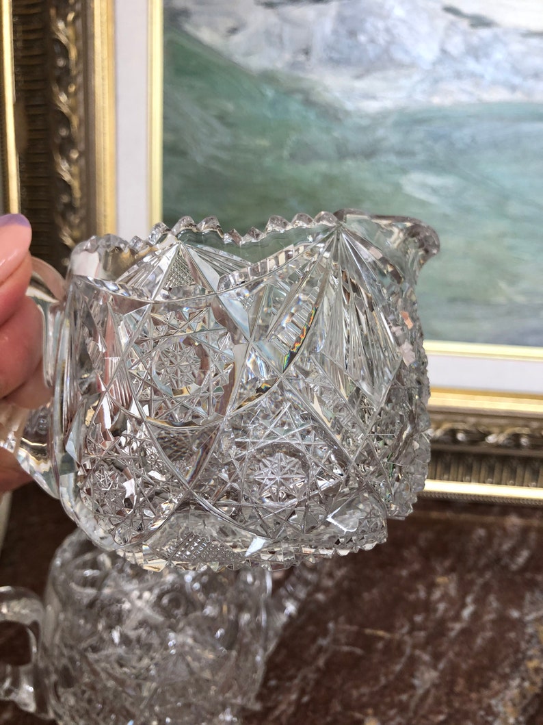 Vintage American Brilliant Crystal Sugar and Creamer Set Etsy Australia
