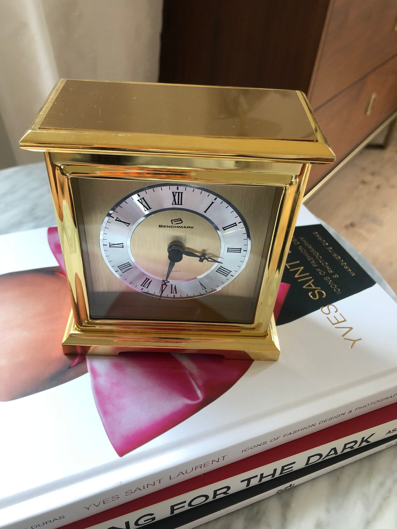 Vintage gold tone Benchmark tabletop clock Etsy