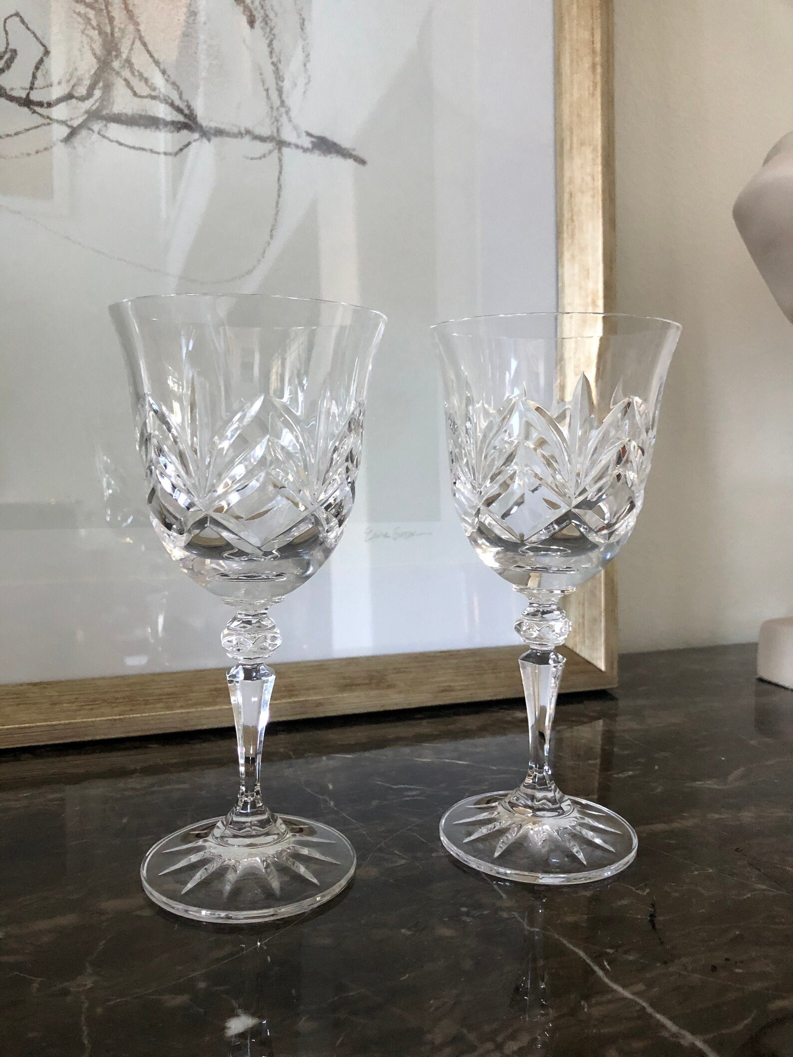 Set of 2 Galway Ireland Crystal Wine Glasses Oranmore Etsy