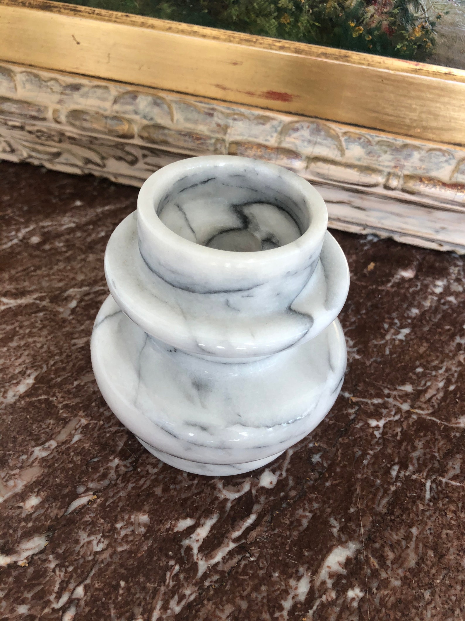 Vintage solid white marble taper candle holder Etsy