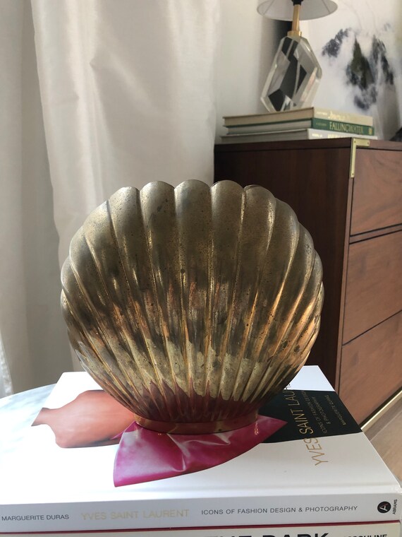 Vintage Solid Brass Shell Vase Made in India Etsy