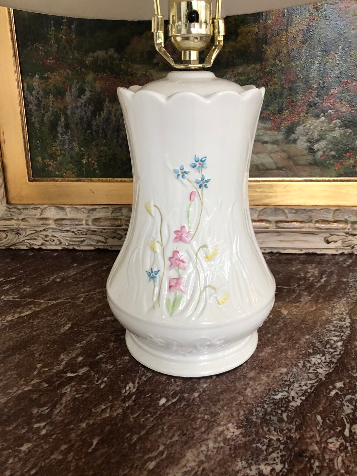 Vintage Belleek porcelain lamp anniversary edition May flowers Etsy