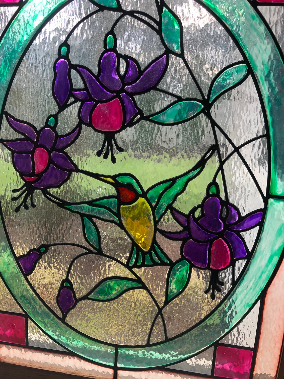 Beautiful large stained glass sun catcher art window hanging Etsy