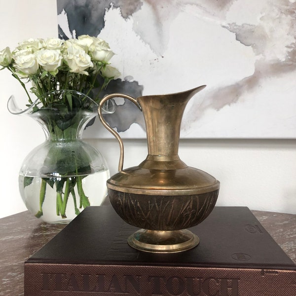 Vintage mid century solid brass pitcher