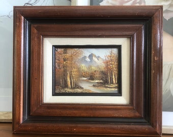 Vintage framed oil landscape painting