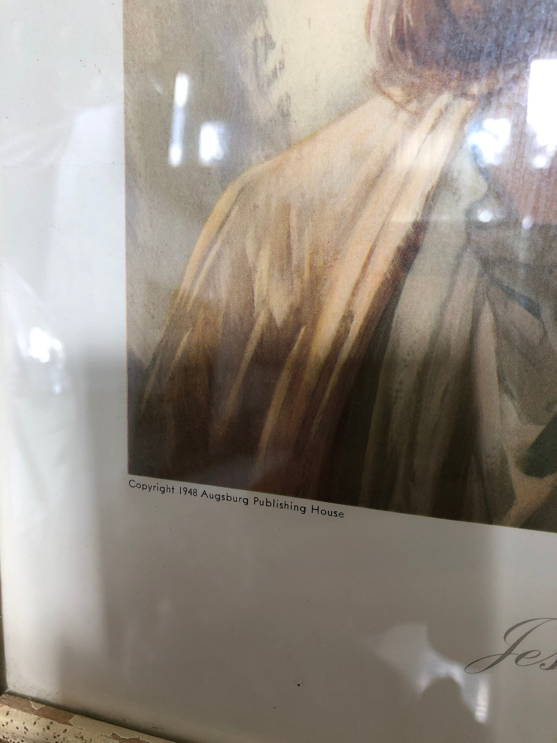 Vintage Jesus framed art print by L Jambor 1948 Etsy