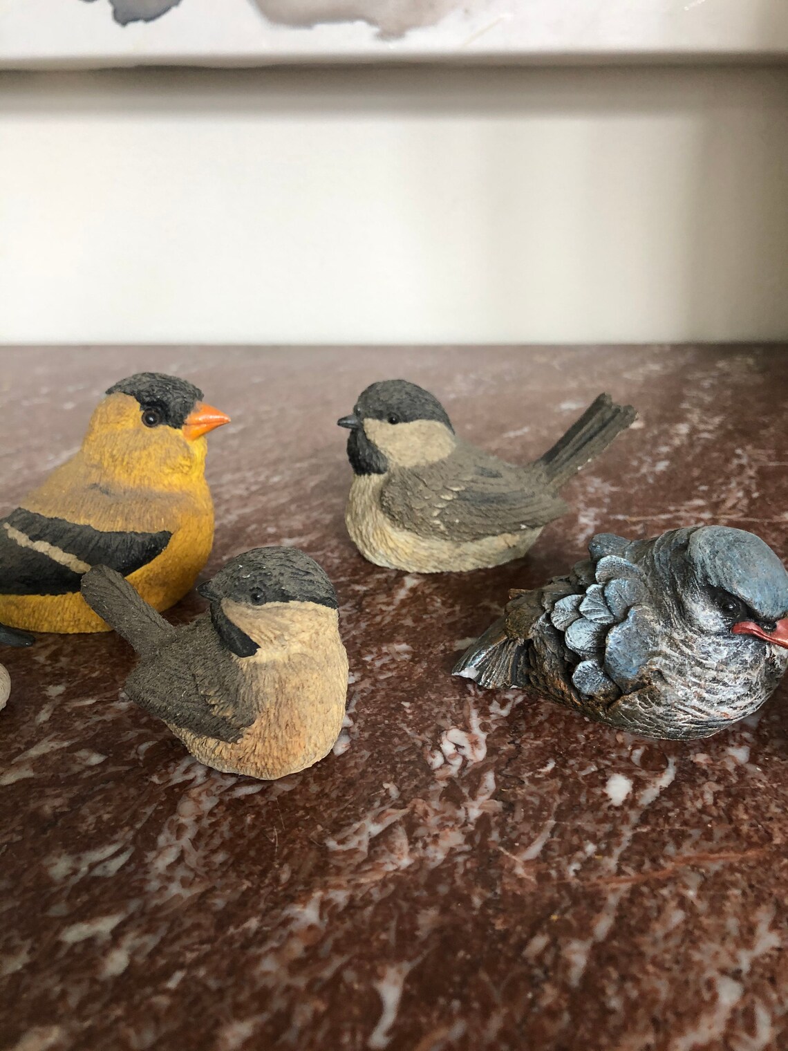 Lot of 7 Small Ceramic Collectible Bird Figurines, Backyard Birds