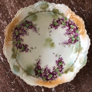 Vintage Lilac floral design Leuchtenburg Germany fine porcelain serving bowl