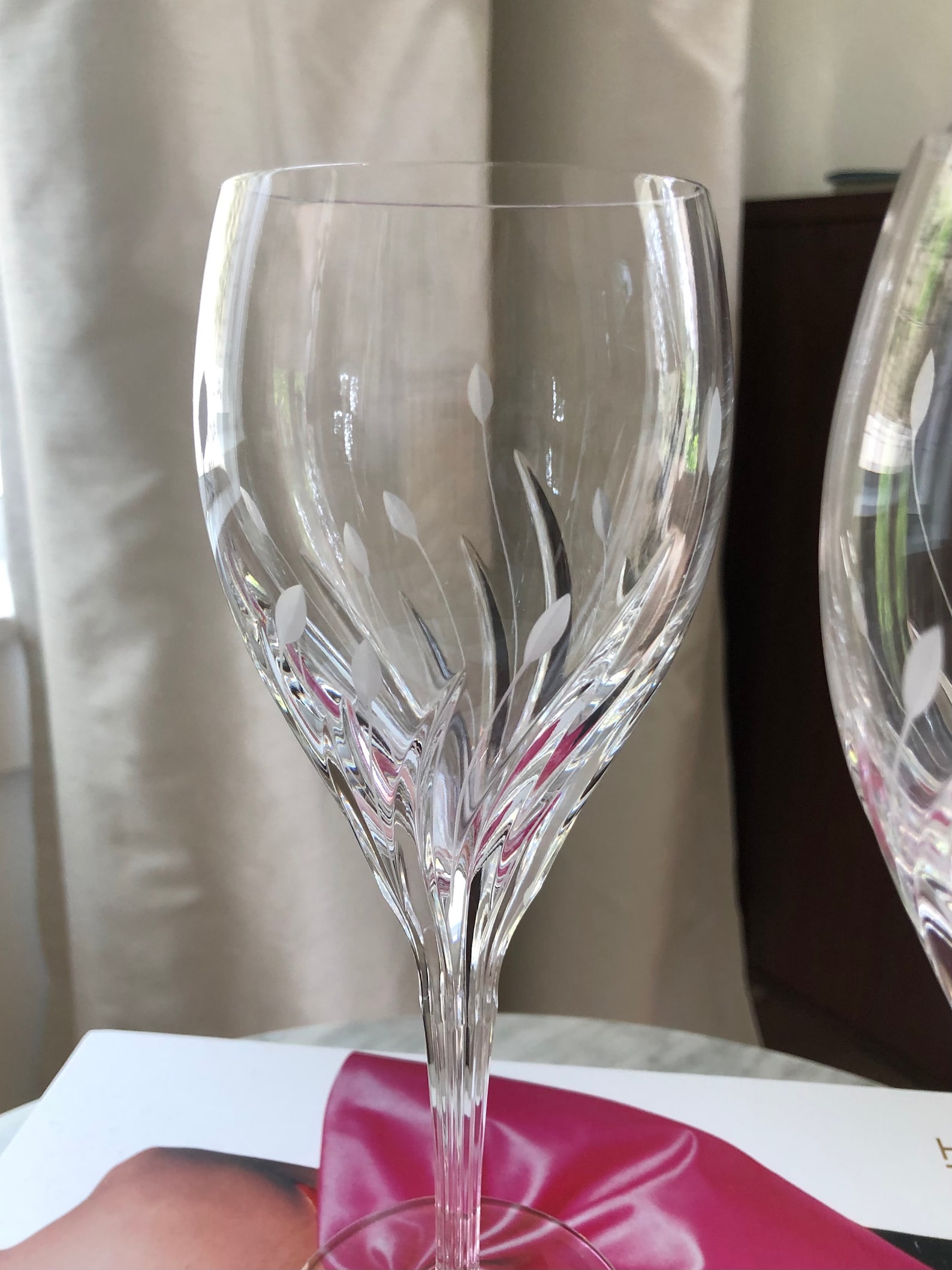 Set of 2 Noritake Moondust crystal wine glasses large 8.5 Etsy