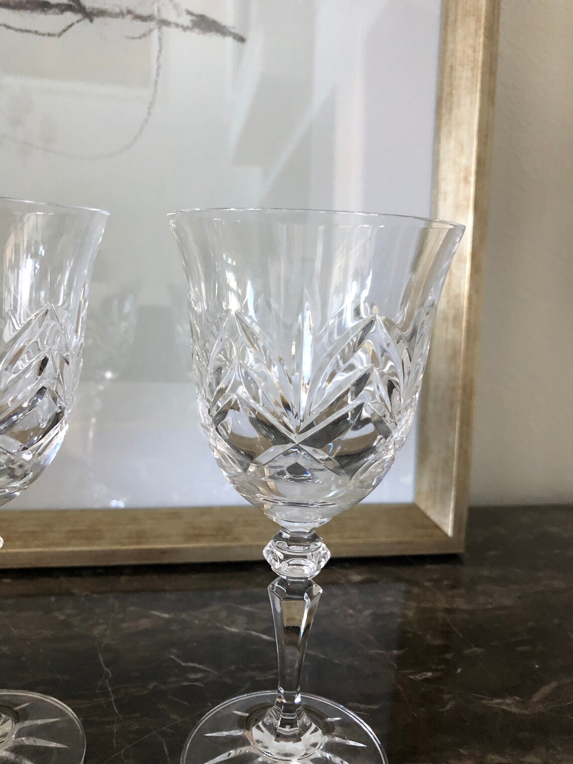 Set of 2 Galway Ireland Crystal Wine Glasses Oranmore Etsy