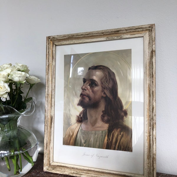 Vintage Jesus framed art print by L Jambor 1948