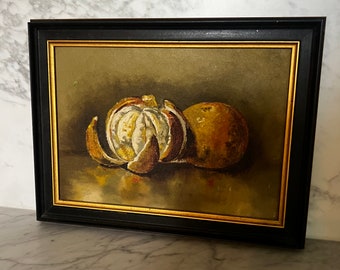 19世紀の邸宅所蔵品。写実的なオレンジの果物を描いた古典的な静物画