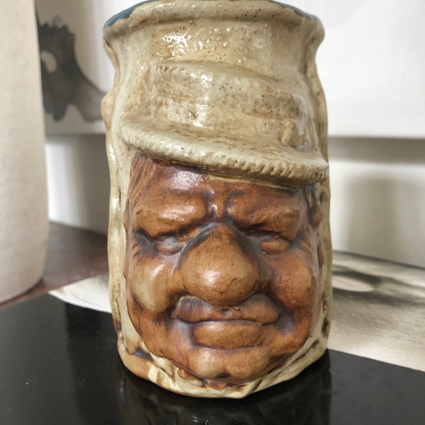 vintage W C Fields face cruche tasse de poterie de collection