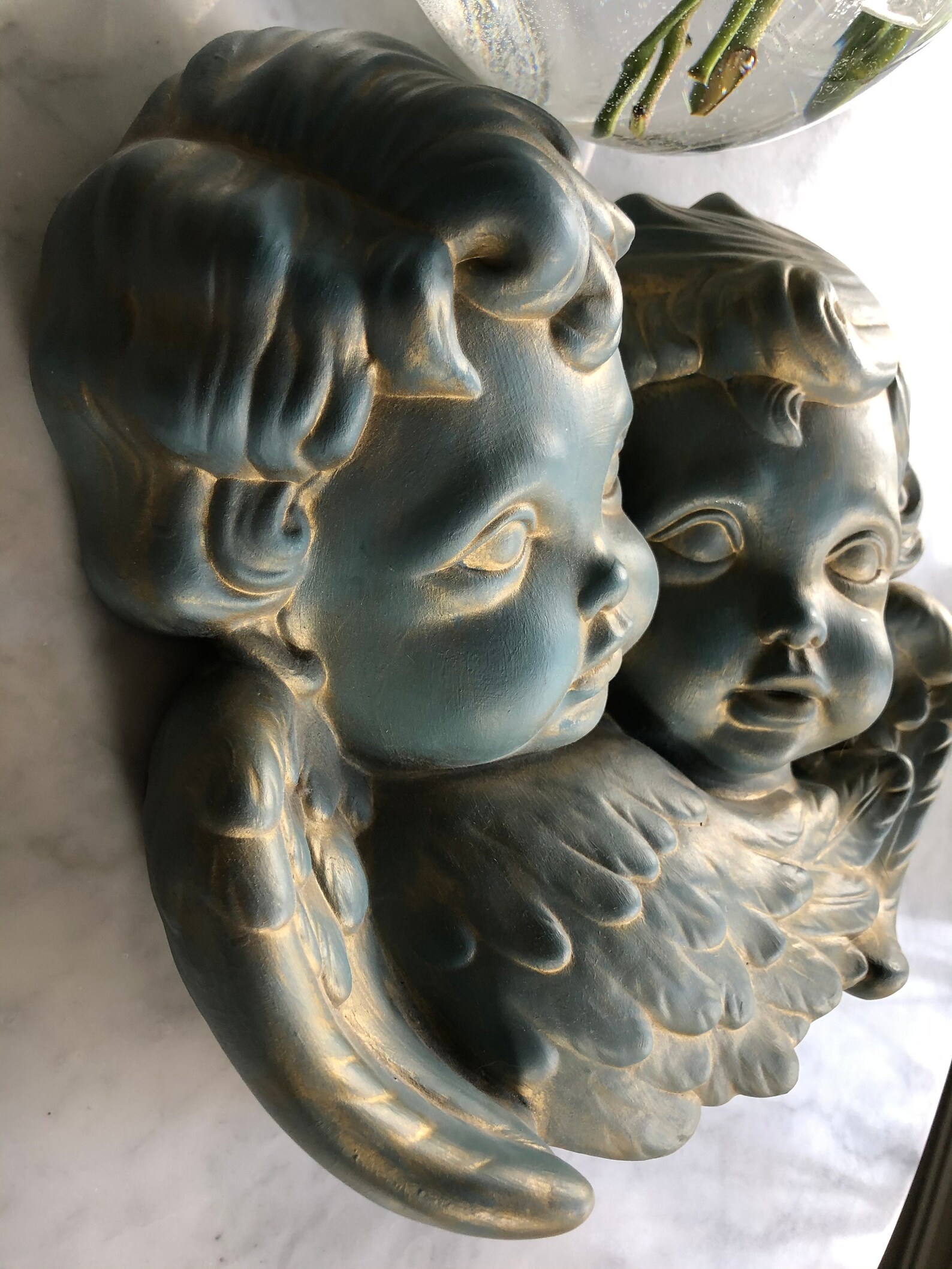 Vintage ceramic cherub wall plaque angels wall decorative Etsy