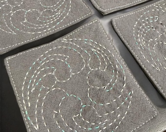Hand embroidered coasters (pack of 4)