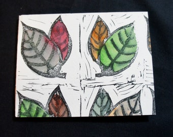 Hand-printed leaves rectangular softcover blank book