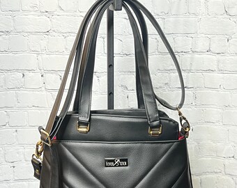 Elegant Black Quilted Vinyl Purse - Handmade