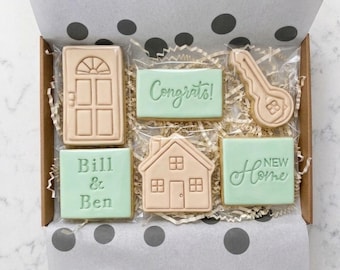 Biscuits personnalisés pour la maison neuve | Coffret cadeau pendaison de crémaillère | Biscuits glacés personnalisés | Cadeau maison neuve | Félicitations | Royaume-Uni