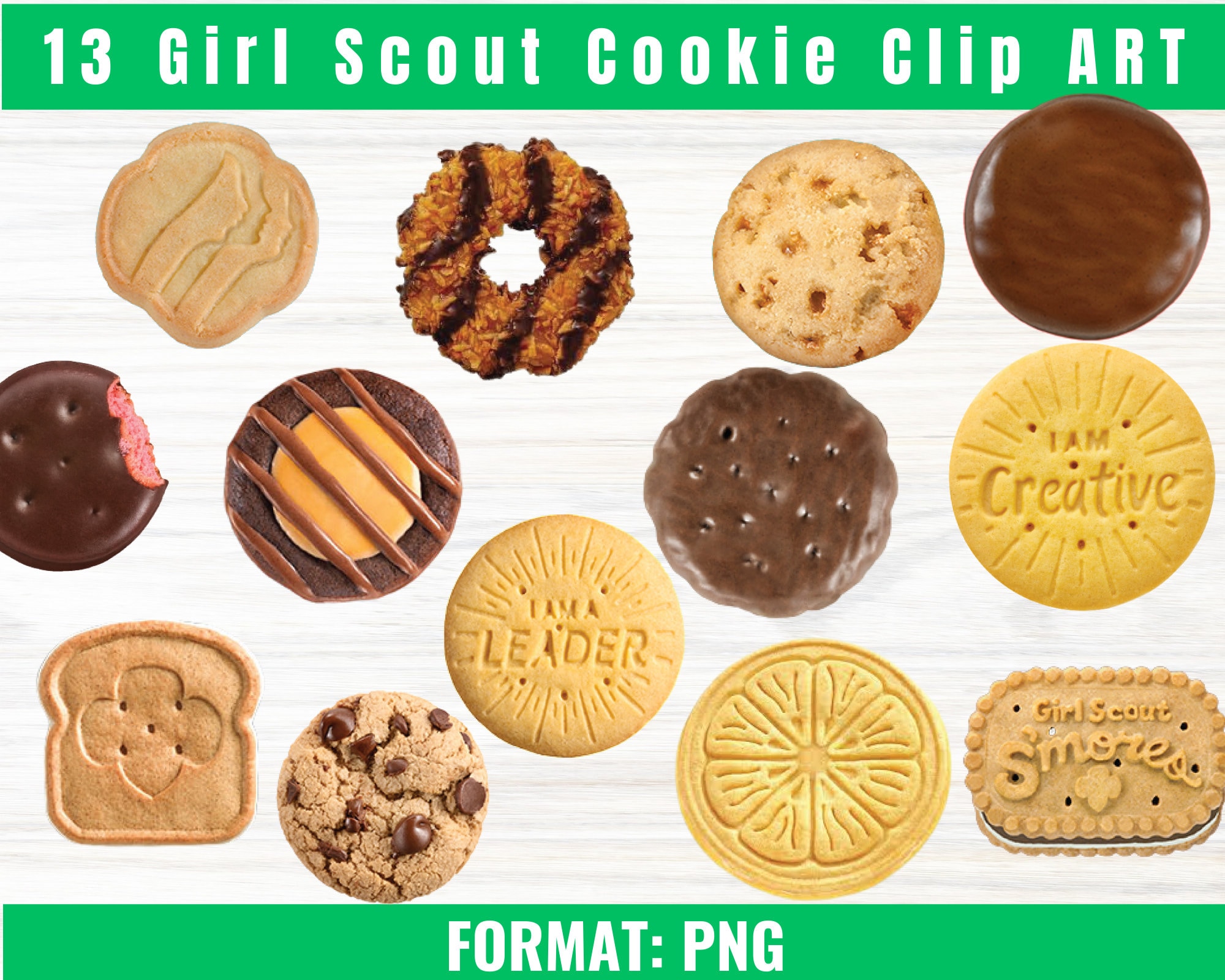 Girl Scout Cookie Clipart Cookie Clip Art Digital Download Etsy UK