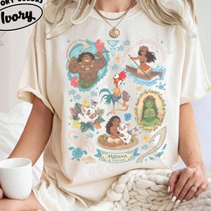 Comfort Colors Disney Moana & Friends Characters Shirt, Moana Princess Maui Pua HeiHei Tee, Moana Movie 2026, Disney Polynesian Village Ivory/Natural/Sand