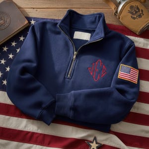 Embroidered J.E.E. Monogram Quarter Zip Sweatshirt, Meme Inspired Unisex Pullover, Custom Initial Embroidery Crew