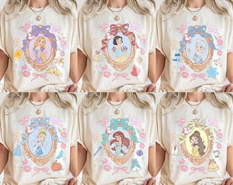 Coquette Bow Disney Princess Vintage Shirt, Belle Ariel Elsa Cinderella, Magic Kingdom Magical Castle Tee, Walt Disney Disney Girl Trip Gift