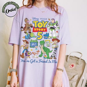 Retro Toy Story 5 Comfort Colors Shirt, Woody Buzz Jessie Rex Tee, Vintage You've Got A Friend In Me 2026 Disney Pixar Fest Family Trip Gift Orchid