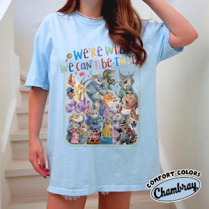 We're Wild and We can't be Tamed Disney Zootopia 2 Shirt, Judy Hopps Nick Wilde Animal Group Matching WDW Disneyland Animal Kingdom Tee Chambray/Light Blue