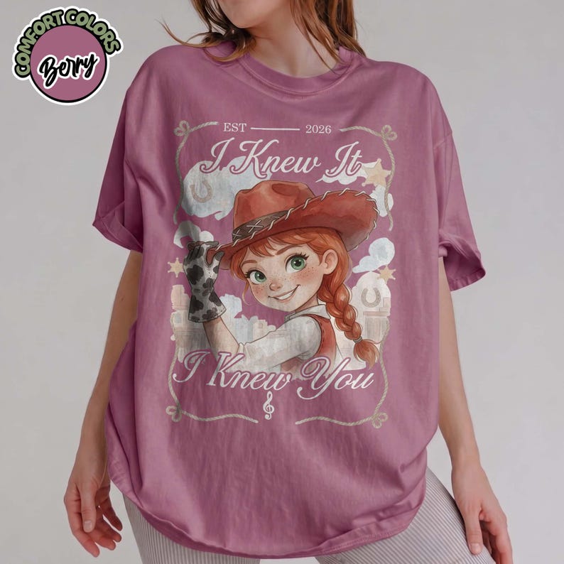 Aquarelles TS Jessie Toy Story 5 couleurs confort chemise, chemise vintage I Knew It I Knew You, t-shirt assorti famille Disneyland Toy Story Berry