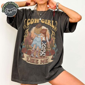 Vintage CowGirl Like Me Comfort Colors Shirt, I Knew It I Knew You Tee, Vintage Western Music Fan Gift, Disney Toy Story Family 2026 Shirt Pepper/Dark Heather