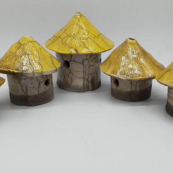 Large Ceramic Hanukkah Menorah, Ceramic Chanukah Candle Holder, Ceramic African Hut Candle Holders, Ceramic Hut Hanukkah Menorah