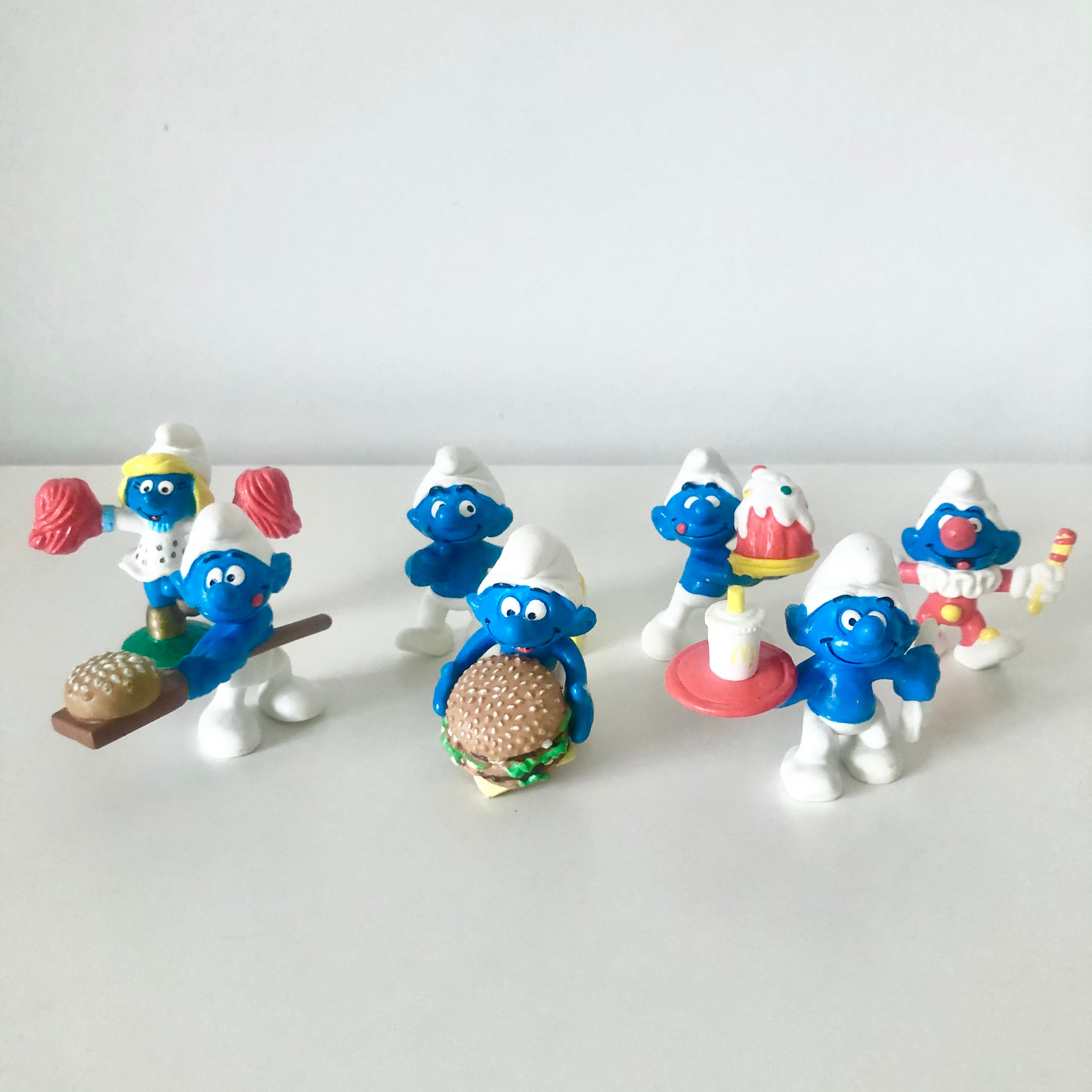 Mixed Lot of 6 Smurfs Toys McDonald's Peyo Snappy Farmer Grouchy