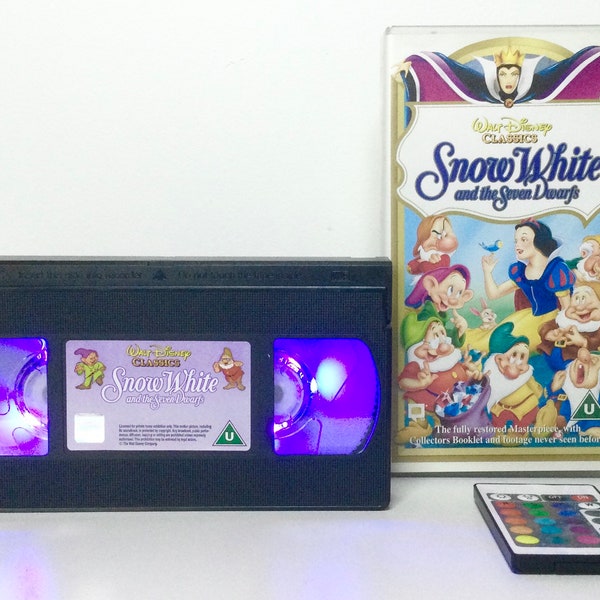 Disney Snow White VHS Video Tape Colour Changing Retro Lamp