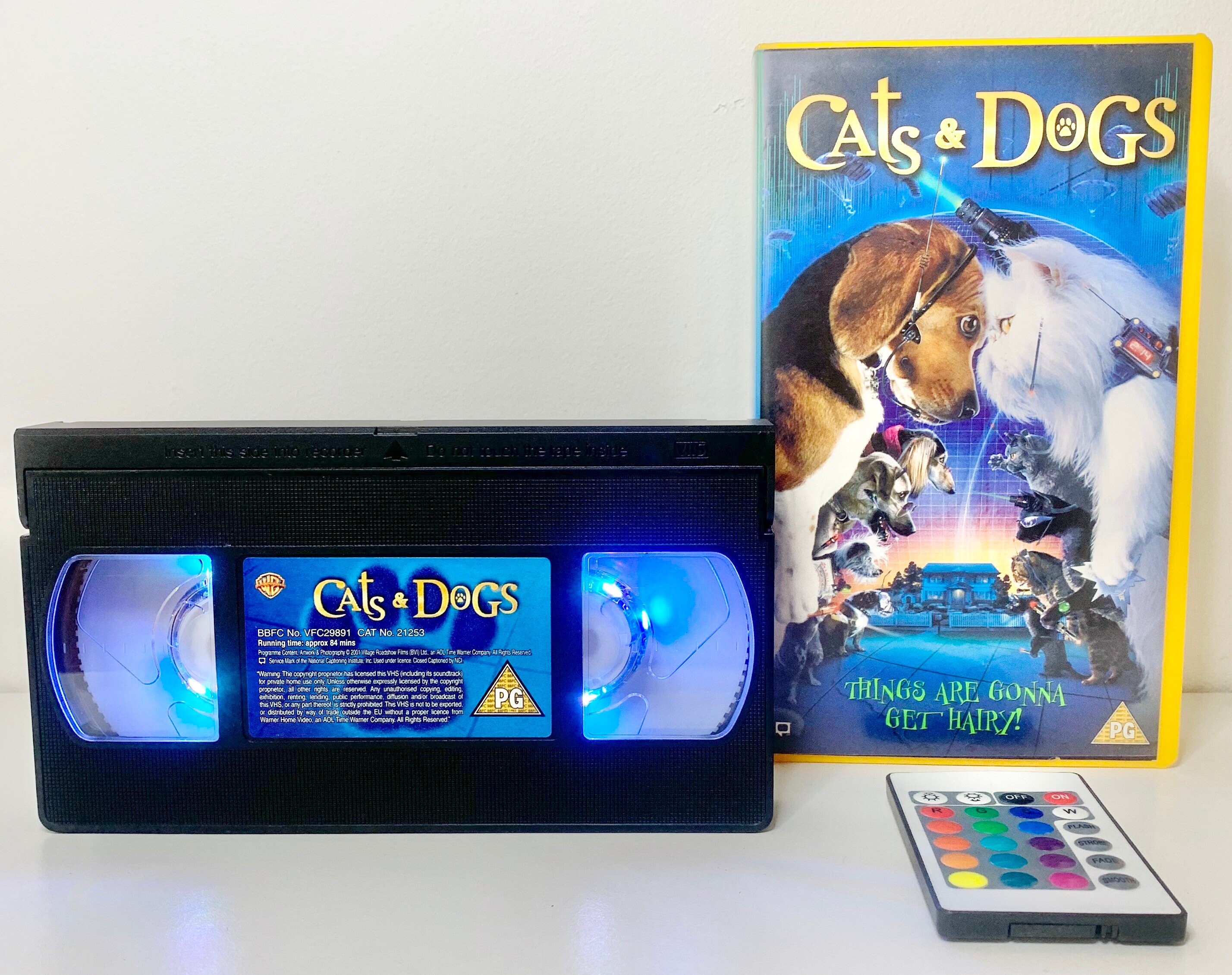 Cats and Dogs VHS Video Tape Colour Changing Retro USB Light Etsy Schweiz