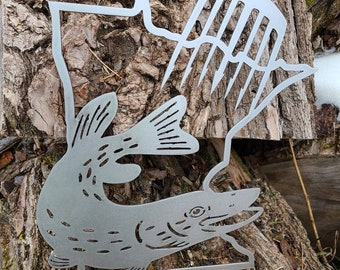 Minnesota Northern Pike W/ Spear Metal Sign 