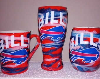 Buffalo Bills Tumbler Set: Mug, Beer Glass, Stainless Steel Tumbler