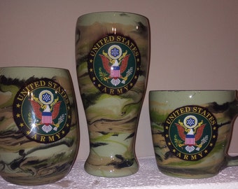 US Army Tumbler, Mug & Beer Glass Set