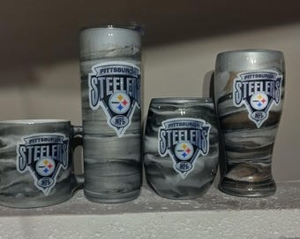 Steelers Tumbler Set: Stainless Steel Mug & Beer Glass