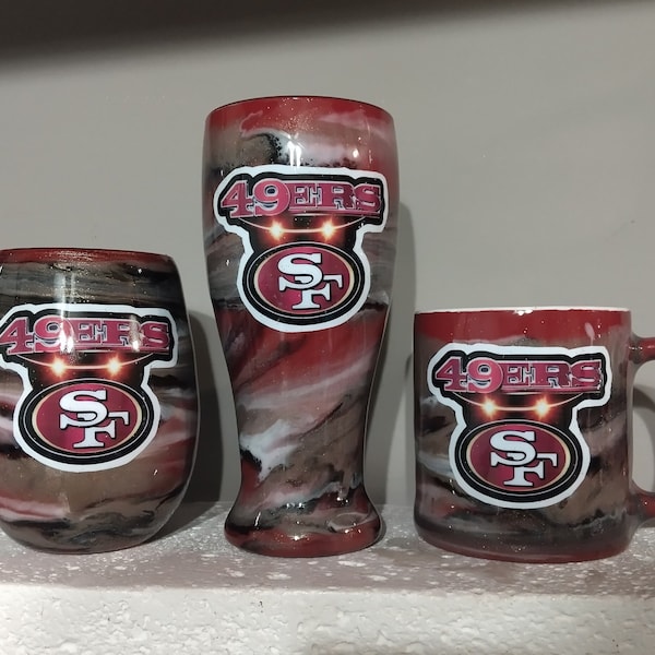 Juego de vaso, taza y vaso de los 49ers: acero inoxidable, cerámica