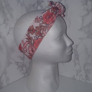 Breast cancer awareness Knot tie headband
