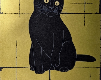 Bloque de madera "Curiosidad (negra)" de Tadashige Nishida, 2001, firmado