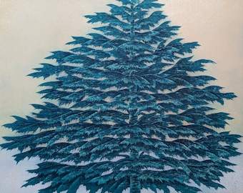 Hajime Namiki Xilografía "Escena de árbol 64-A" 1996, Firmado